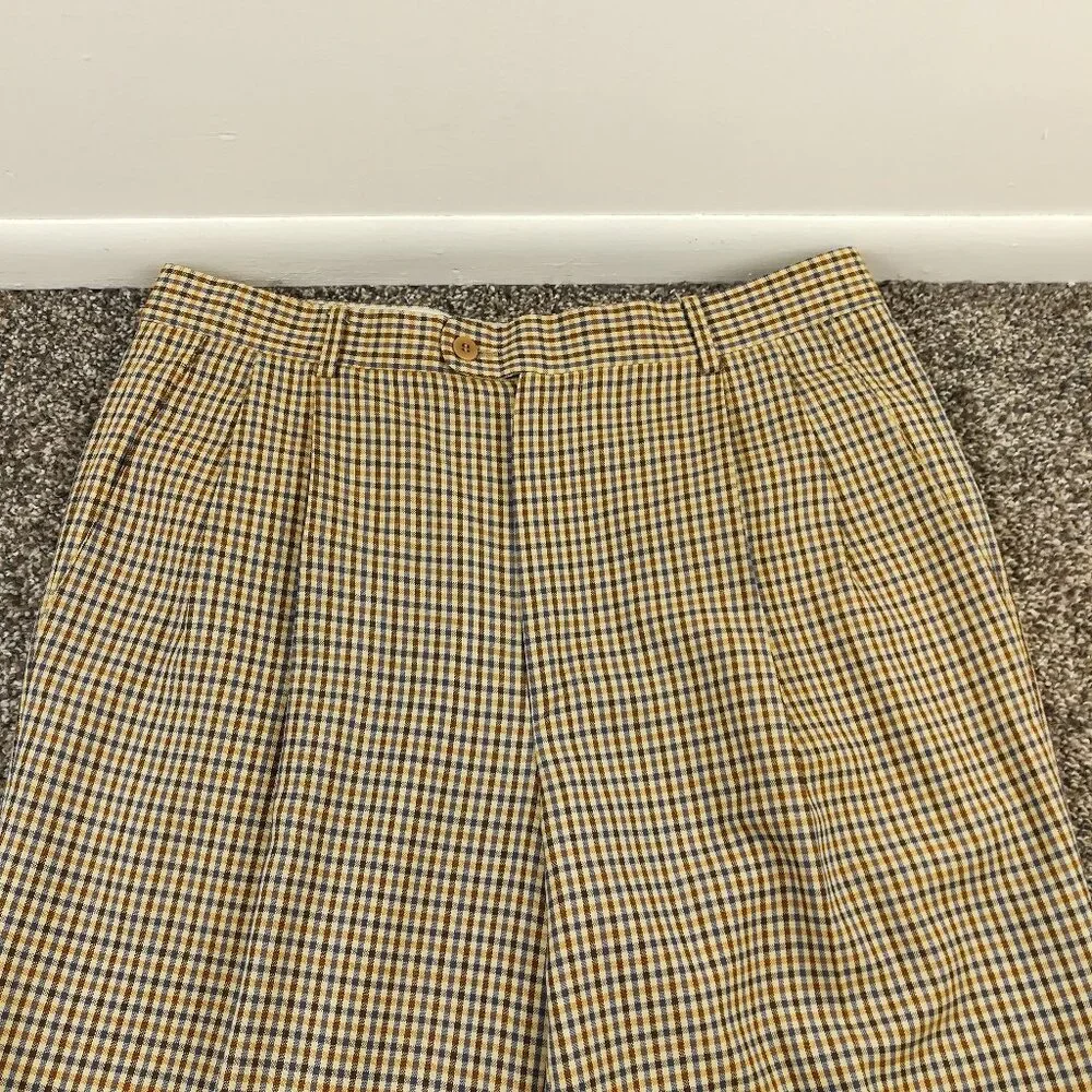 Zanella Dress Pants Wool Bennett Pleated Checked 34x30